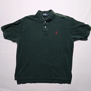 Vintage Polo Ralph Lauren Green Polo Shirt Red Logo Classic XL